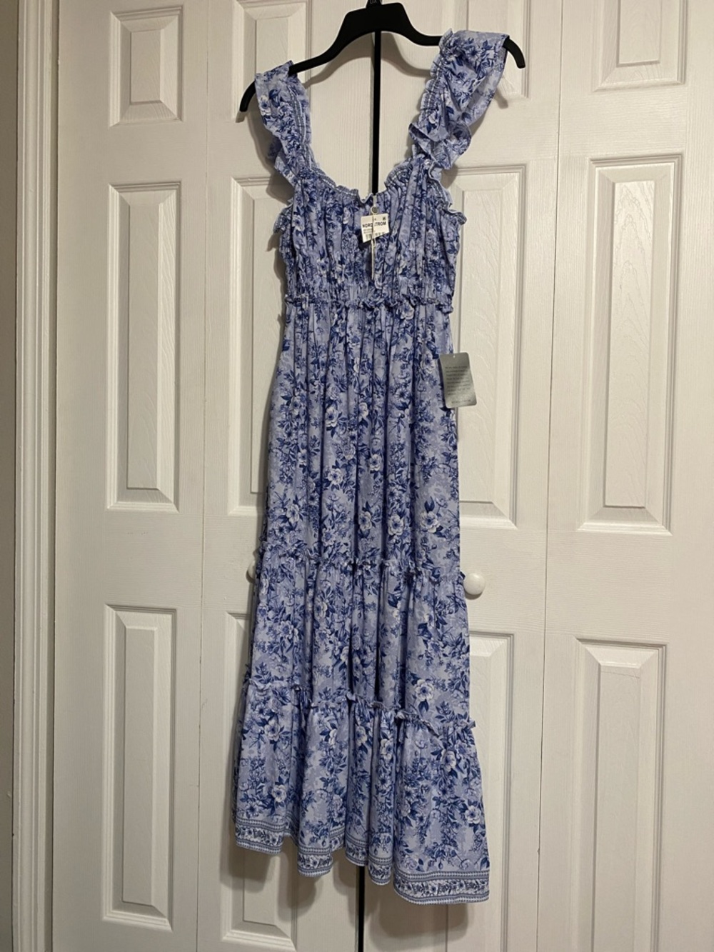 Blue Floral Ruffle Maxi Dress - Women